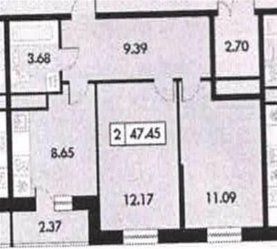 2-к квартира, 3/7 эт., 44м²